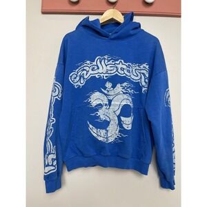 Hellstar Hoodie Mens Large Blue Pullover Om Graphic Star Flame Logo Made‎ USA